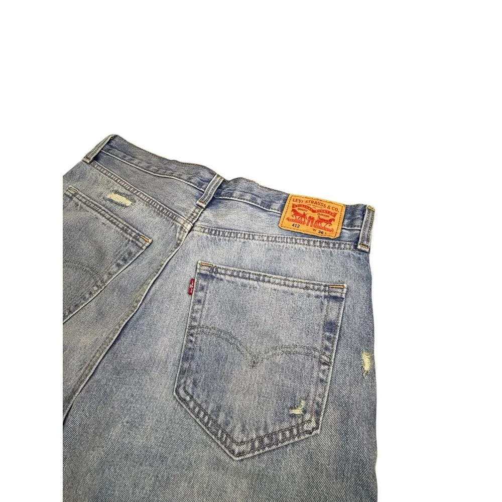 Levi's 511 Slim Fit Denim Shorts Mens Size 36 Light Wash Distressed Jorts Ripped